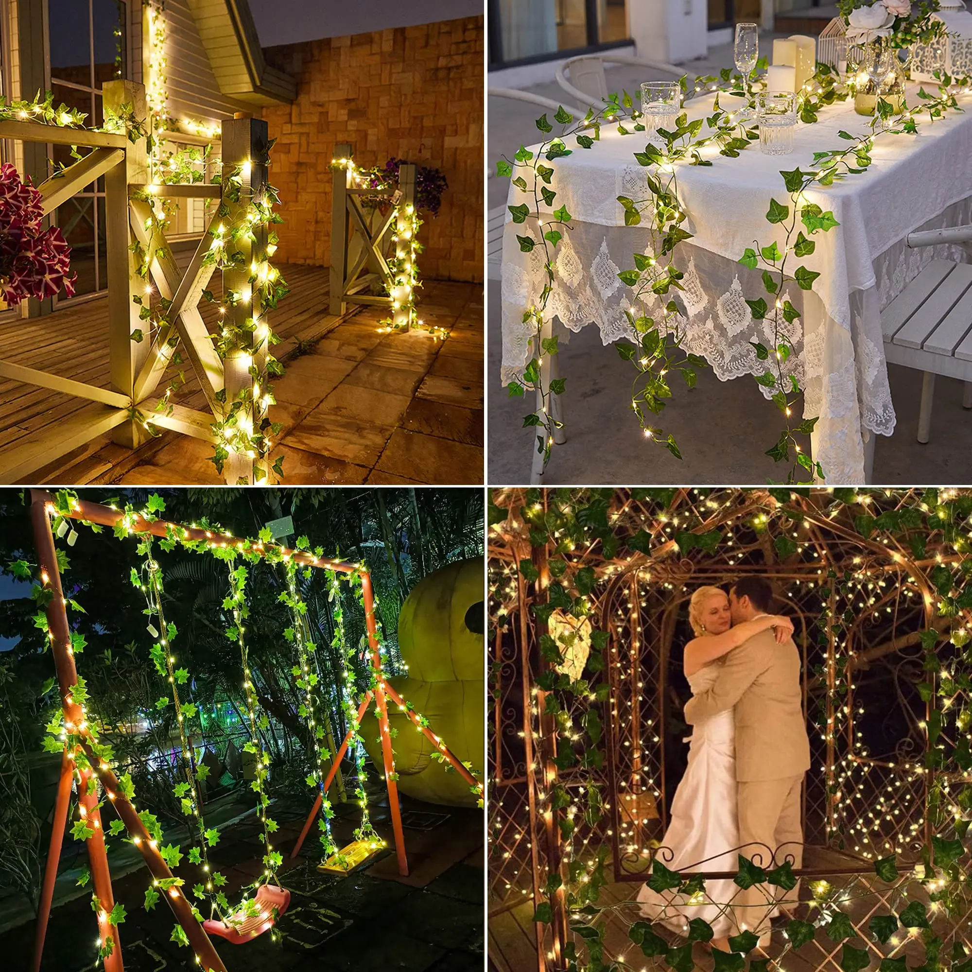 Imagem -06 - Led Solar Vine String Lights Fairy Lights With Ivy Impermeável Folha Artificial Guirlanda para Jardim Quintal Decoração do Casamento Exterior