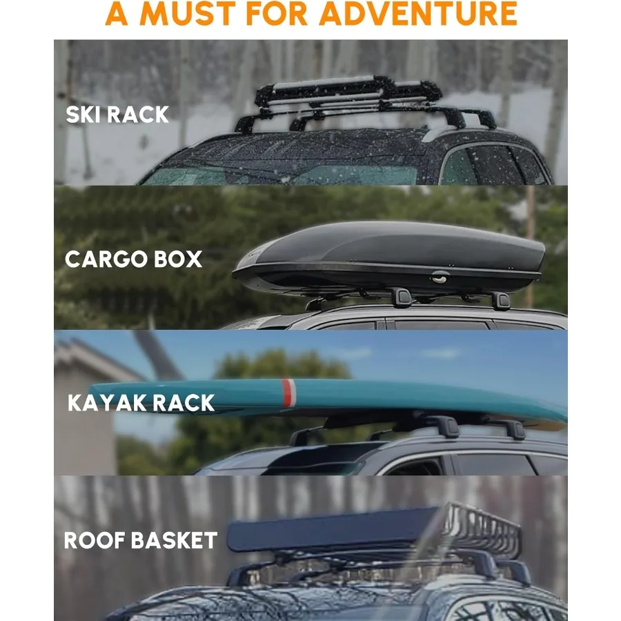 قضبان متقاطعة لرف السقف مناسبة لـ 2023 2024 Mazda CX50 CX50 قضبان متقاطعة قابلة للقفل بسعة 165 رطل لسلة كاياك للتزلج على الجليد C