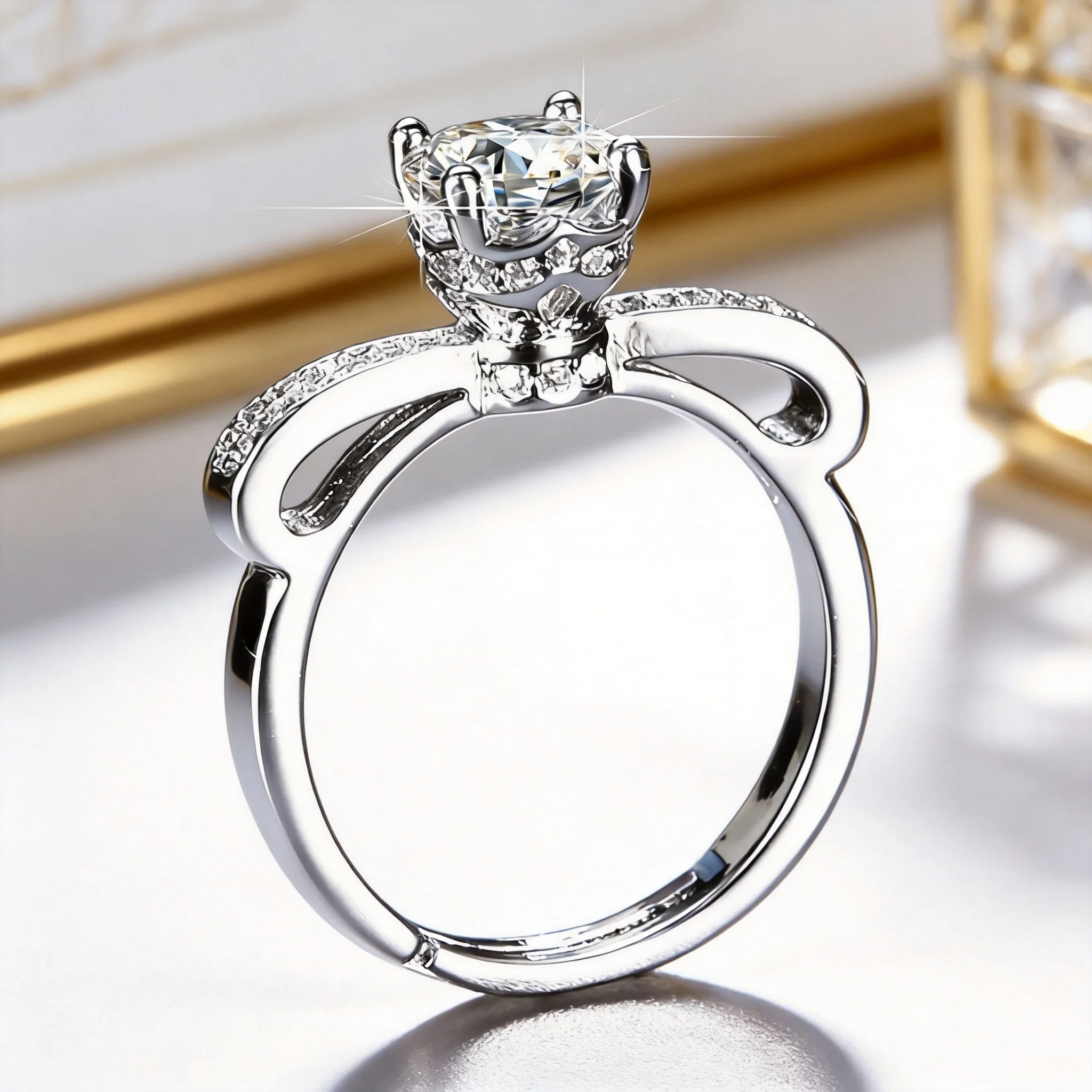 

Open ring for women dog ear shaped 1 carat white gold tone adjustable minimalist fashion jewelry for daily wear party date anniv