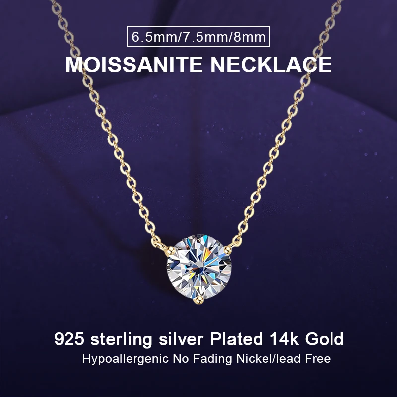 

IOGOU D цвет 1CT 1,5CT 2CT муассанит бриллиант кулон с тремя когтями ожерелье для женщин серебро 925 пробы оригинальные обручальные ювелирные изделия