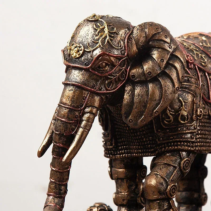 NORHTEUINS Resin Punk Elephant Steam Statue Sculpture Interior Steampunk Metal Mechanical Fantasy Figurines For Home Decorations