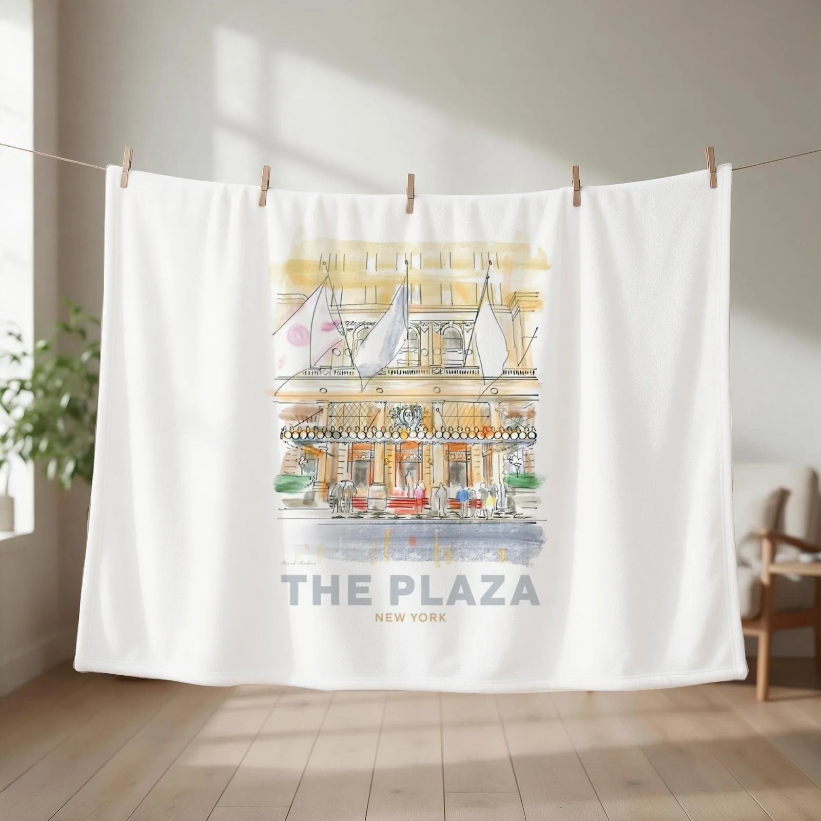 The Plaza Hotel New York Throw Blanket couch cozy soft plush fuzzy picnic outdoor blanket