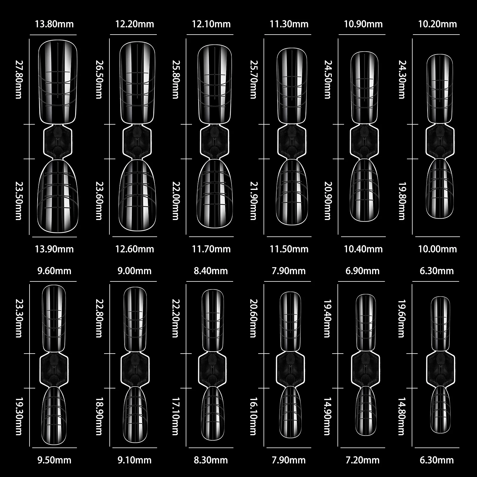 New Double-Side Dual Forms Nails Mold Full Cover Poly Nail Gel Extension Almond Square Acrylic Nail False Tips Top Forms 120pcs