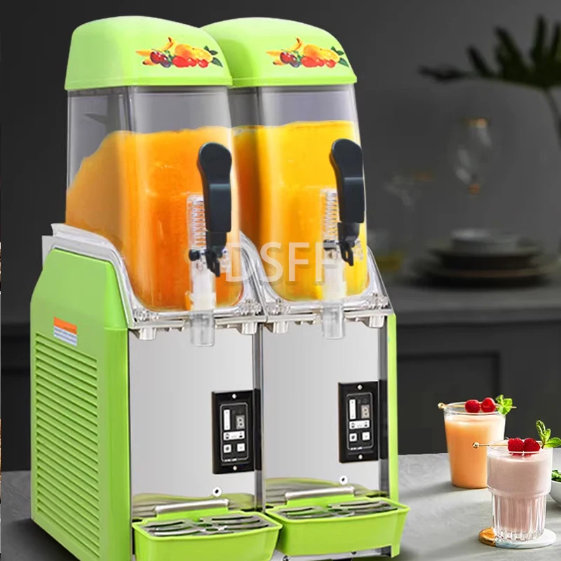Máquina comercial de bebidas congeladas de doble lata, máquina de batidos de jugo de fruta de acero inoxidable