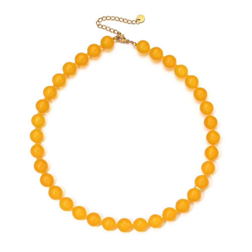 ZMZY Blue Agate Beaded Necklace Natural Stone Necklace Bead Clavicle Chain Vintage Charm Beaded Energy Fashion Carved Gifts