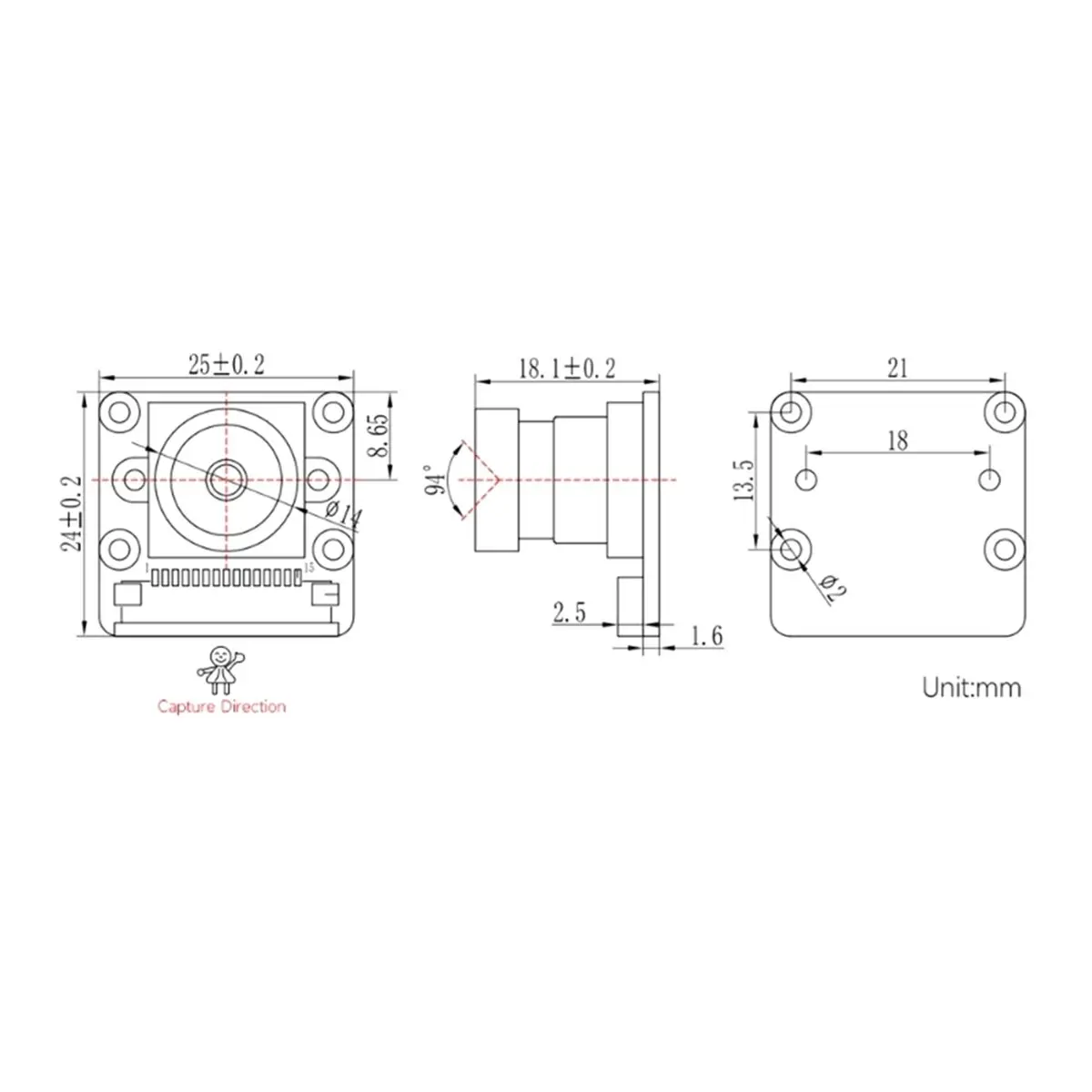IMX290 2-Megapixel Camera Module IMX290 Image Sensor Offering Distortion-Free Image Quality for 94°