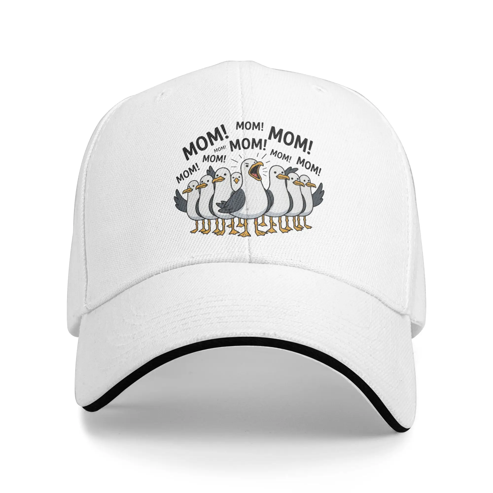 Funny Seagull Mom Screaming Birds Sandwich Baseball Caps Classic Washed Sarcastic Mother's Day Headwear Men Women Gift Hat