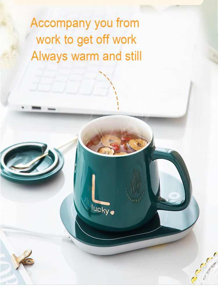 220v Electric Heating Coaster 55°C Coffee Milk Tea Heating Pad Usb Thermostatic Ceramic Cups  Office Heating Warming Cup