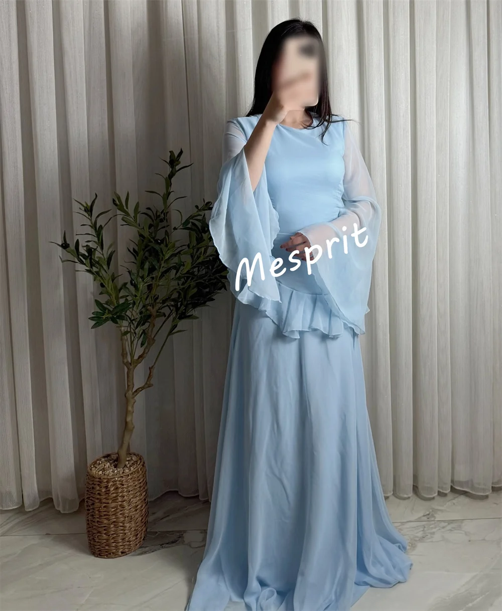 تخصيص الشيفون Ruched الدانتيل متابعة س الرقبة ألف خط فساتين طويلة مناسبة مخصصة أنيقة حزب ثوب مسائي بسيط #4