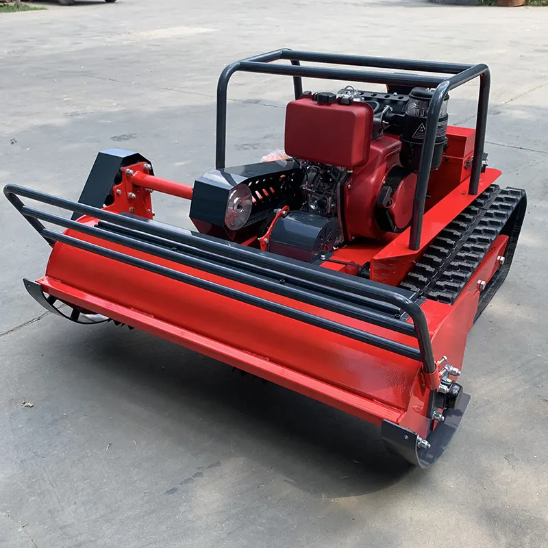 Tondeuse à gazon intelligente CE EPA sans fil télécommandée, machine de coupe d'herbe diesel 800 1000 1200 mm sur chenilles, couleur personnalisée