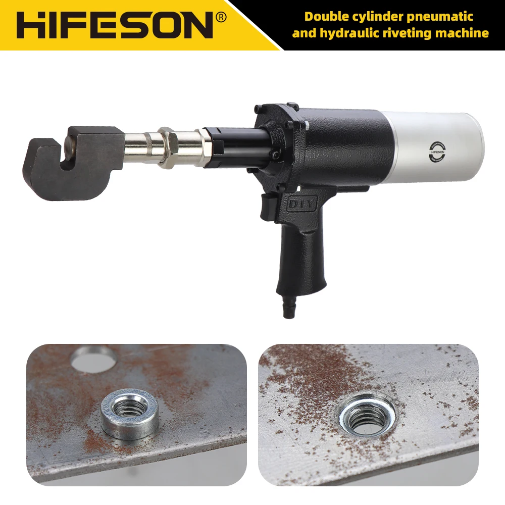 Hifeson Double Cylinder Pneumatic And Hydraulic Riveting Hammer High-Quality Alloy Steel Body Riveter For Car Frame Riveting