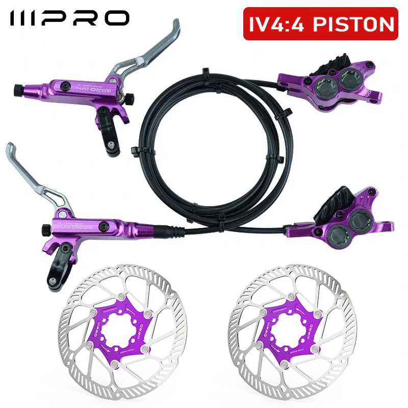 IIIPRO IV4 Fiets Hydraulische Remmen Set 4 Zuiger Fiets Hydraulische Schijfrem Set 160mm Road MTB Oliedruk Remschijf