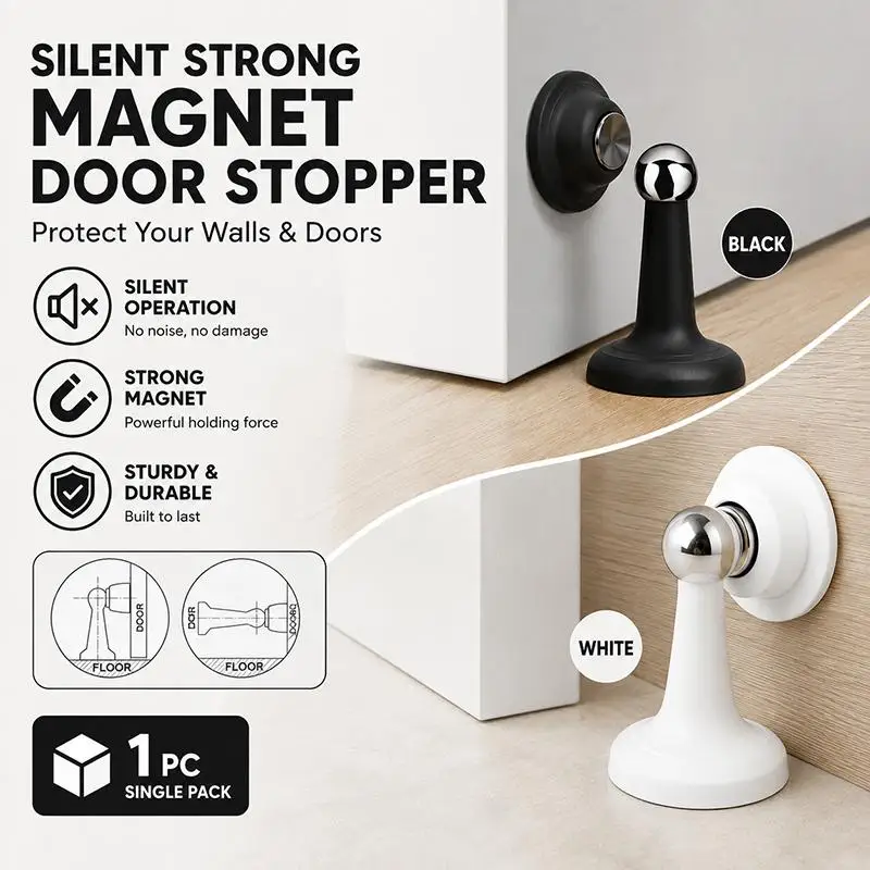 Magnetic Door Stopper Rustproof Waterproof Dual Wall Floor Mount Door Holder for Bathroom Laundry Room Home