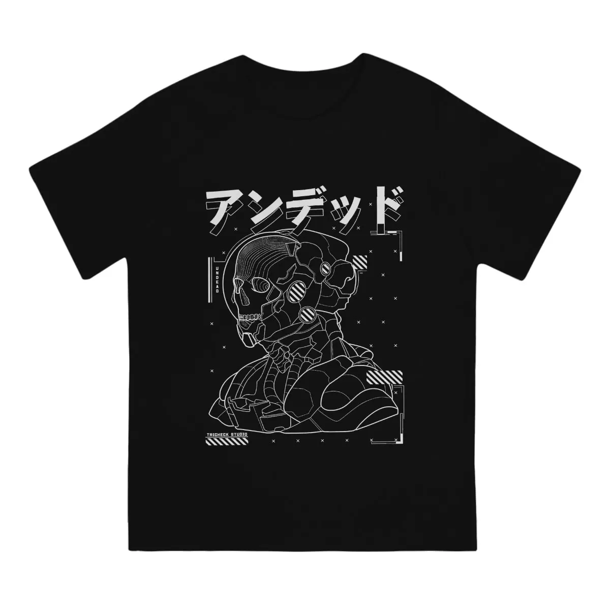 Futuristic Gothic Skull Japanese TShirt For Men Harajuku Clothing Style Polyester T Shirt Comfortable