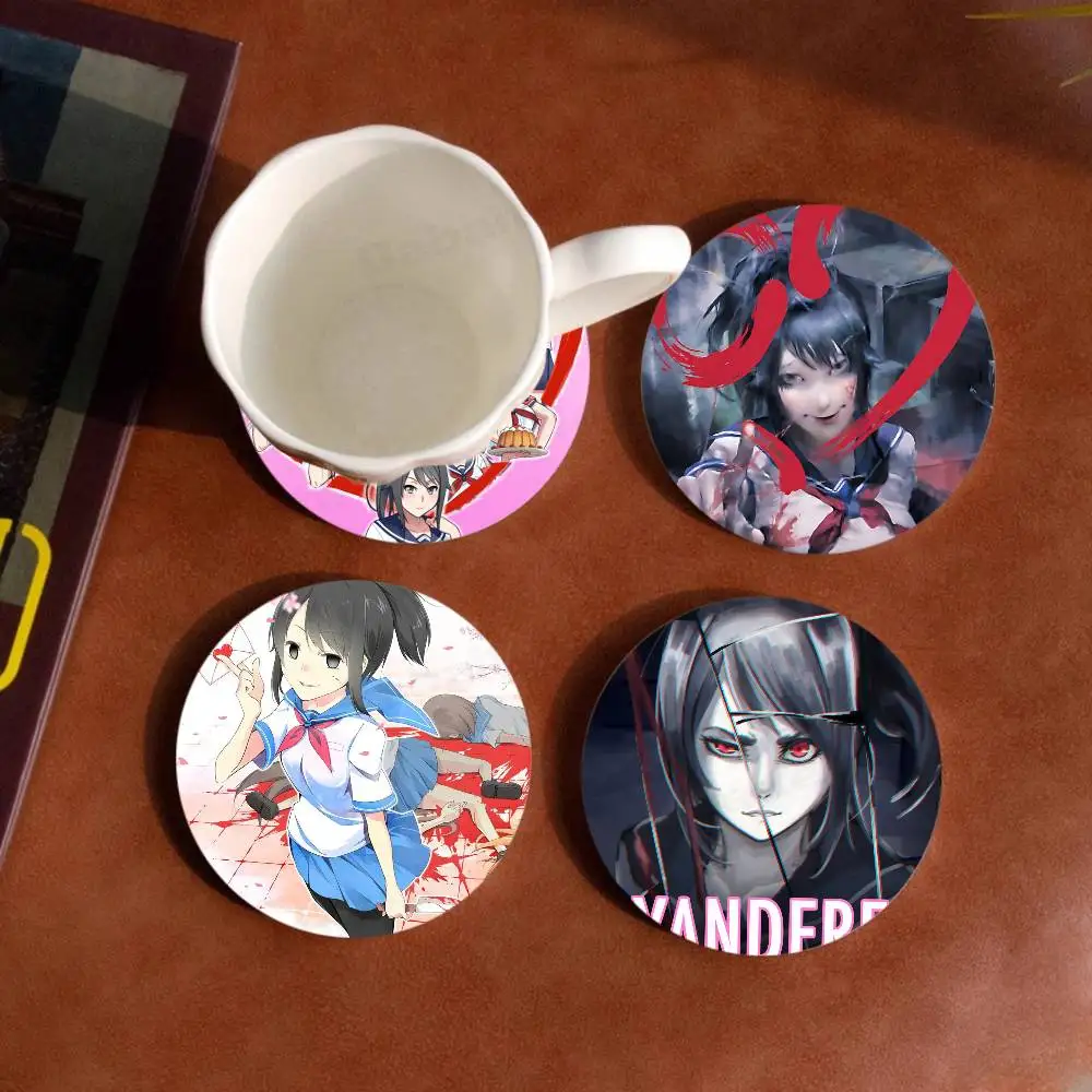 Video Game Y-Yandere Simulator Coaster Wooden Drink Tray Suitable for Restaurants and Coffee Shops Easy To Wash and Clean