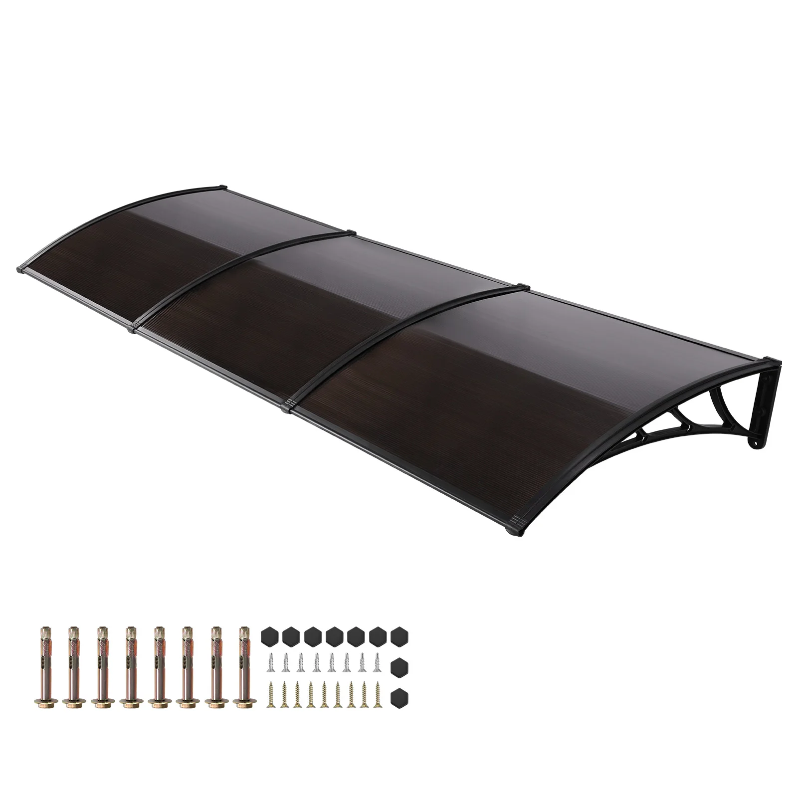 

Porch Awning 118.11x39.37in with Separate Drainage with Black Bracket UV Rain and Snow Protection for House Porches Patios Decks
