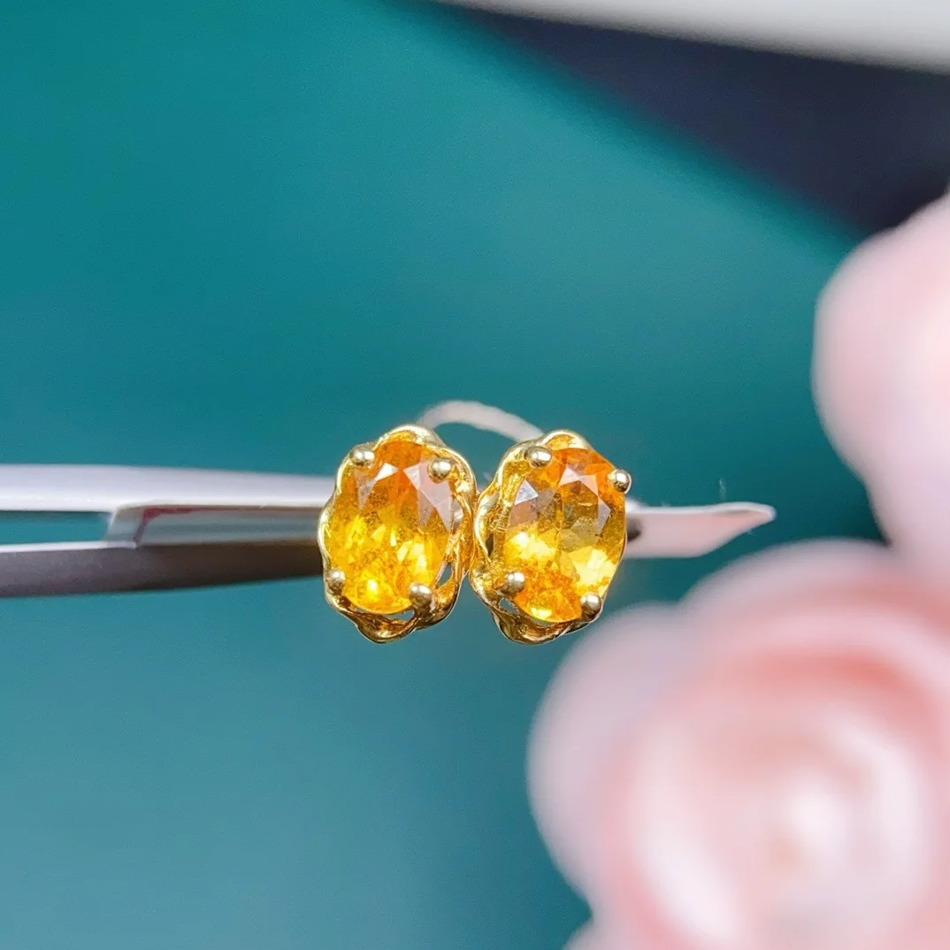 

18K Gold Natural Fanta Garnet Stud Earrings - 1.2ct Loose Stones Near-Flawless Crystal with Superb Fire Brilliance