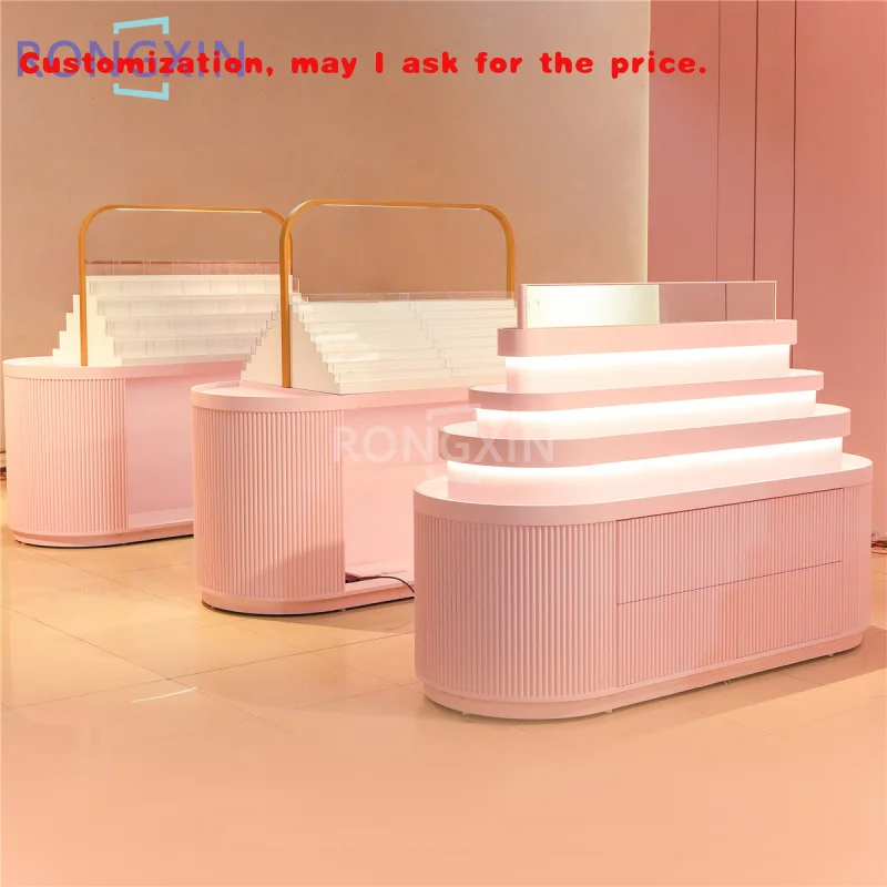 

custom.Retail Shop Floating Wooden Makeup Shelf Display Showcase Rack Stand Beauty Cosmetics Showroom Light Shop Sale Wall