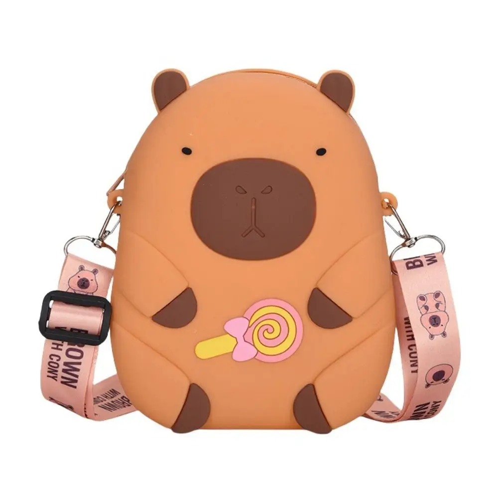 Moda dos desenhos animados capivara moeda bolsa portátil mini silicone bolsa de ombro bonito carteira pequeno item saco meninas