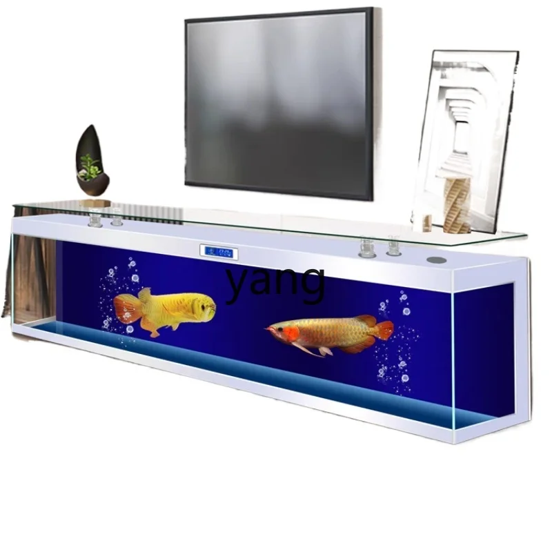 

LH Internet celebrity TV cabinet fish tank tea table aquarium living room household ultra-white glass fish tank