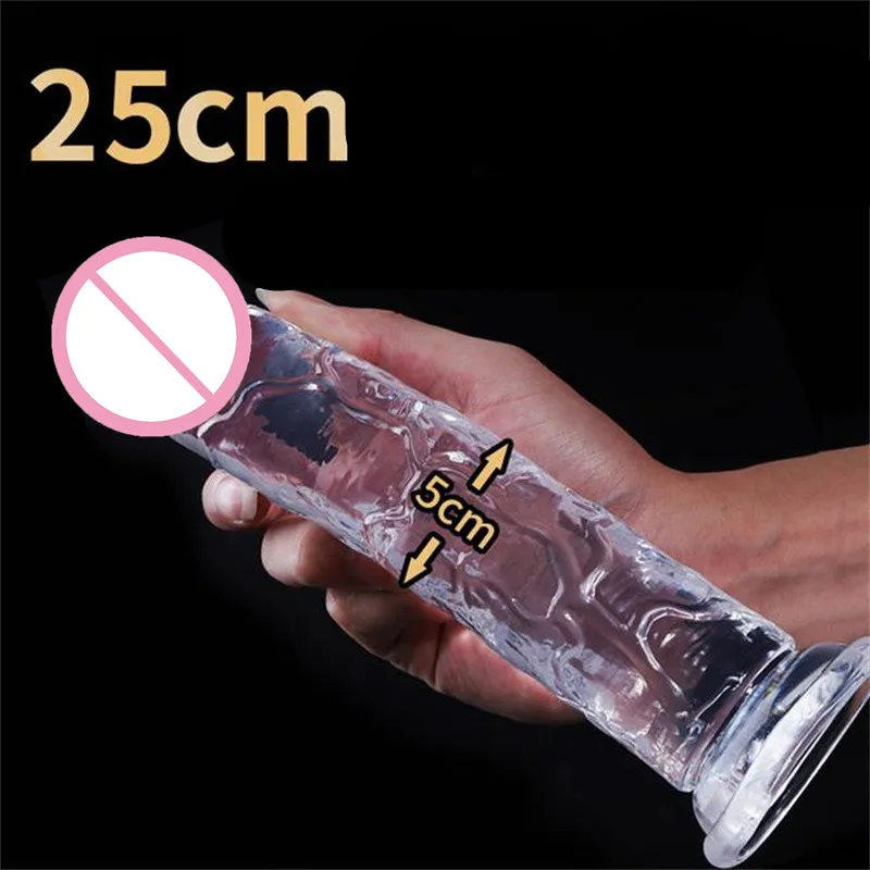 New 1PC 25cm Sex Toys For Women Men Jelly Realistic Dildos With Super Strong Suction Cup Artificial Penis G-spot Simulation 2#