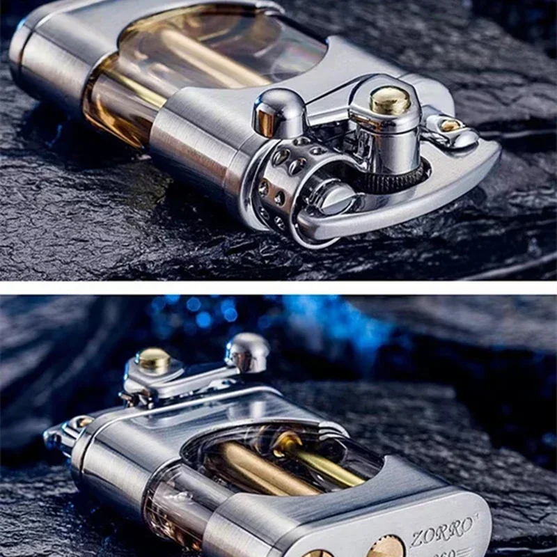 New Zoro ZORRO Personalized Kerosene Lighter Rocker Arm Visible Transparent Oil Bin Kerosene Lighter Brass Lighter Small Tool