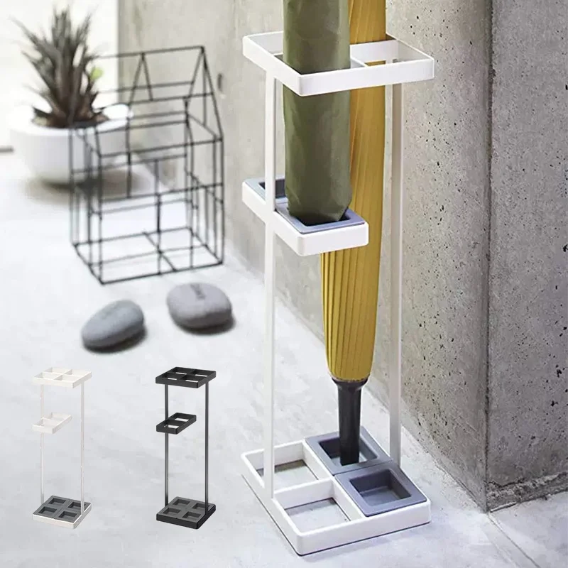 

Japanese-style minimalist metal umbrella rack wrought iron double-layer storage rack needs to be installed for floor-standing li