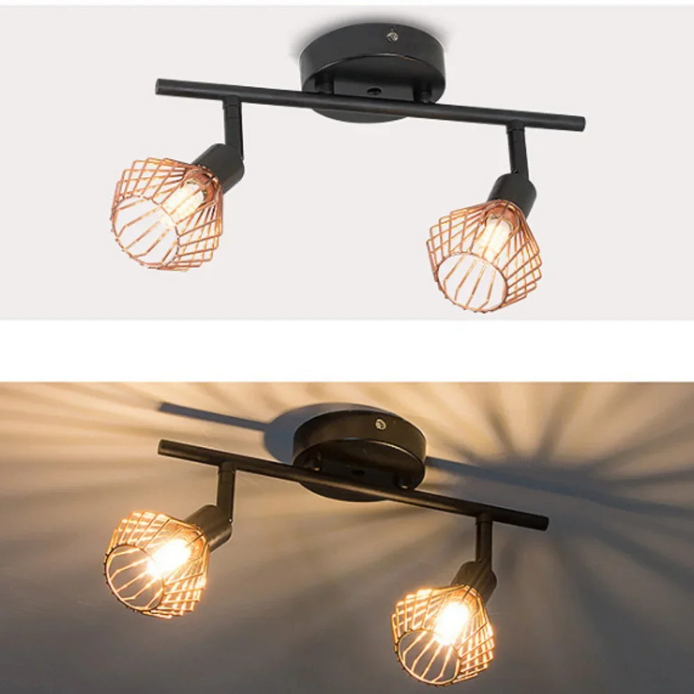 Rotatable Mount Ceiling Light  LED Track Lighting Kit Fixture for Bedroom Hallway Track Ceiling Spotlight 3Light Vintage