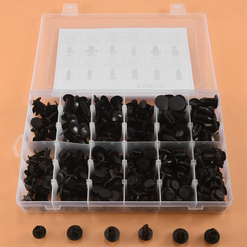 240Pc Bumper Retainer Clips Car Rivets Fasteners Push Retainer Kit Auto Push Pin Rivets Set Door Trim Panel Fender Clips Parts