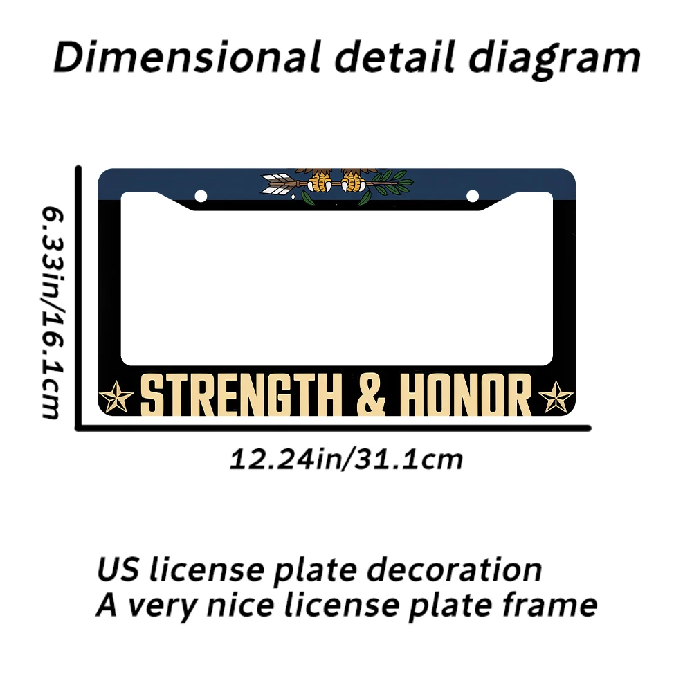 1 قطعة إطار لوحة ترخيص بفتحتين من الألومنيوم الأزرق والأسود مع نمط سهم النسر، 6 × 12 بوصة، يتضمن طقم براغي، مبتكرة قديمة