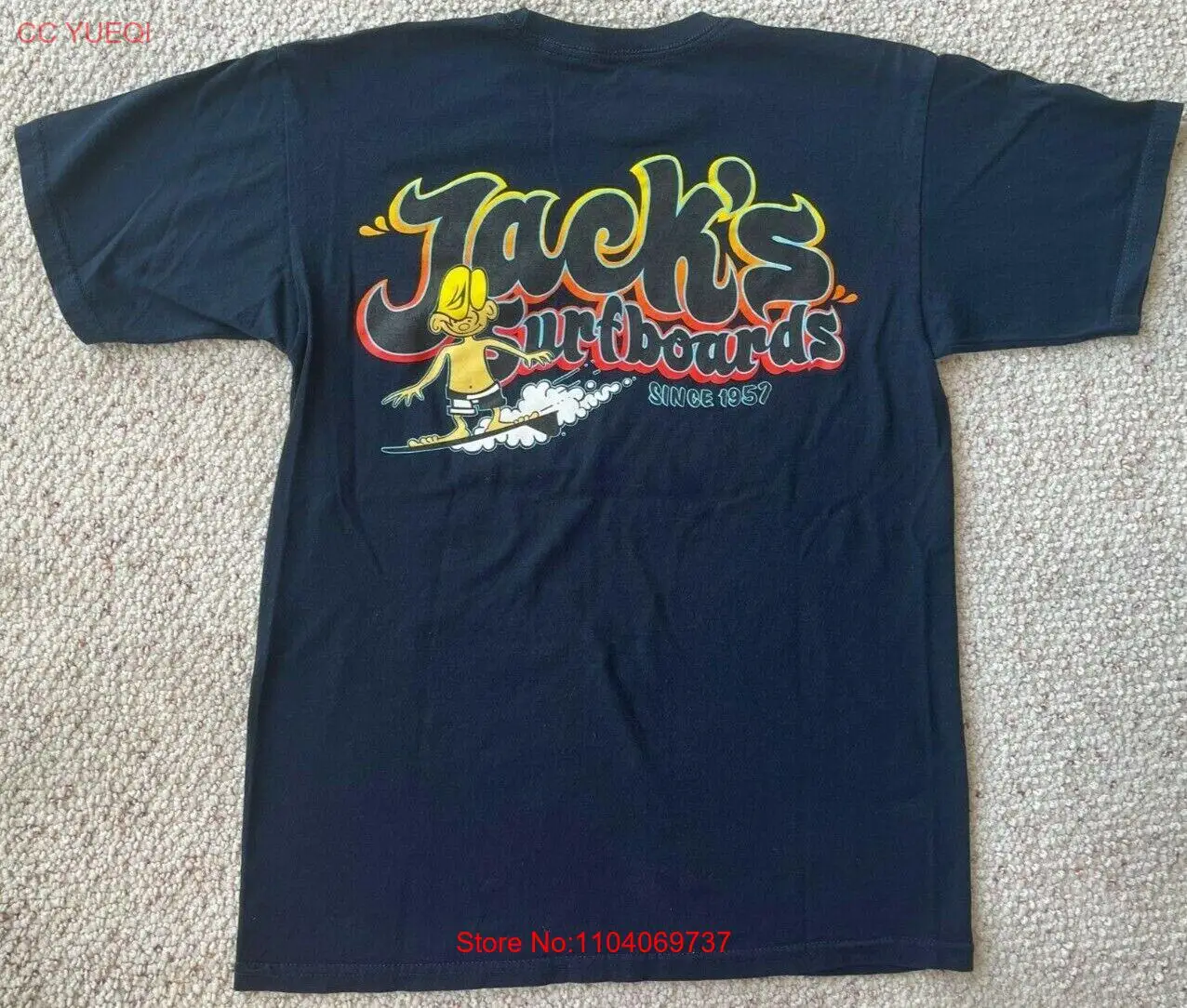 JACKS SURFBOARDS Dark Blue M T-Shirt logo front and back short sleeve