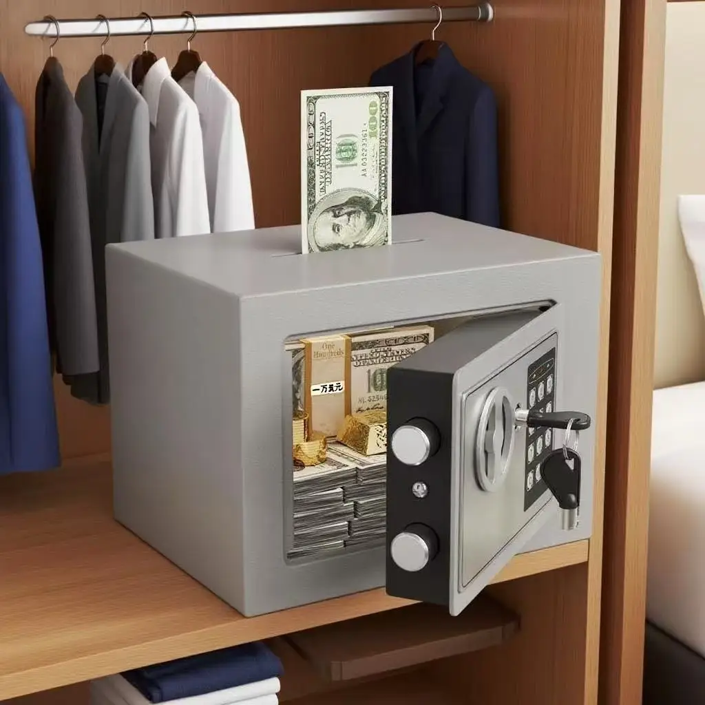 【デュアルロック解除】貯金金庫 - 家庭用小型金庫 - 貯金キャニスター - 多機能パスワードロック