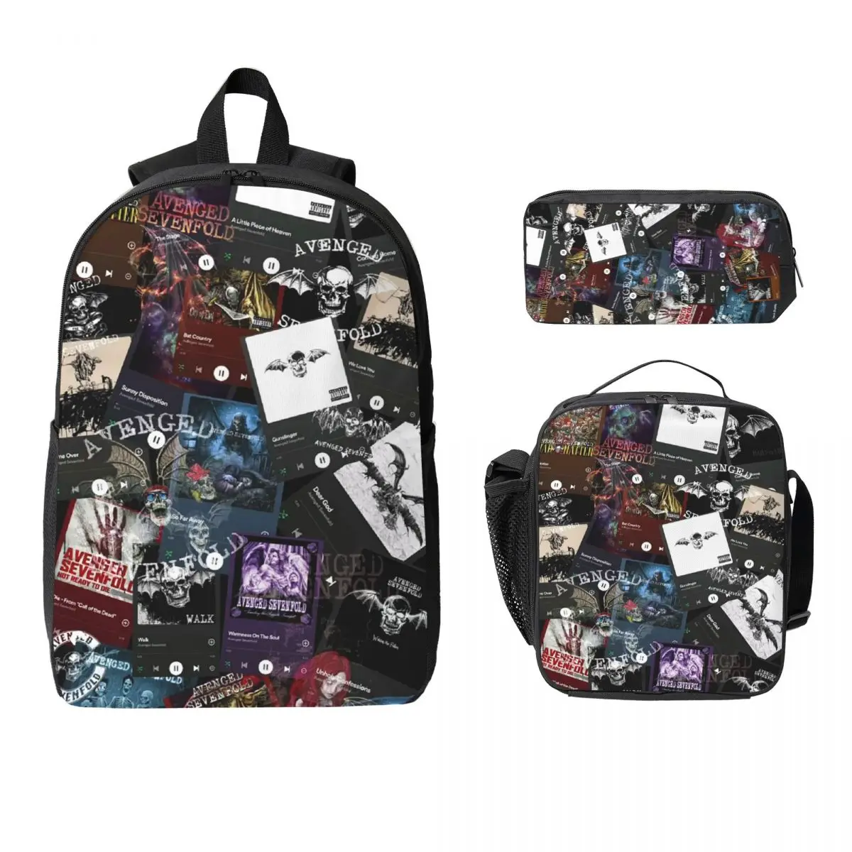 Avenged Sevenfold Backpack Student Boys Girls BookBag School Bag Laptop Shoulder Bags 3ps Insulated Lunch Bag Pencil Case