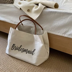 Borsa tote proposta damigella d'onore regalo Tous Bag Bomboniere souvenir Borse in tessuto per ospiti di nozze Borsa mamma Parola e logo personalizzati