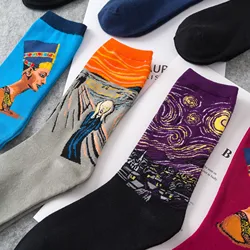 Socks Painting Style Astronaut Women Socks 100 Cotton Harajuku Colorful Full Socks Women Space Streetwear Short Sock for Girls