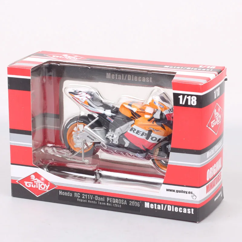 Guiloy 1/12 Skala Honda RC212V Repsol # 26 Dani Pedrosa 2006 Motocykl GP Model Wyścigowy Odlewane Figurki i Zabawki Prezent