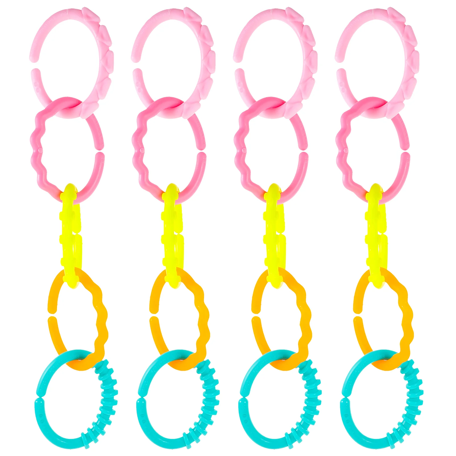 24pcs Baby Teether Rings Links Toys Links Rattle Strollers Car Seat Travel Toys for Baby Infant Newborn