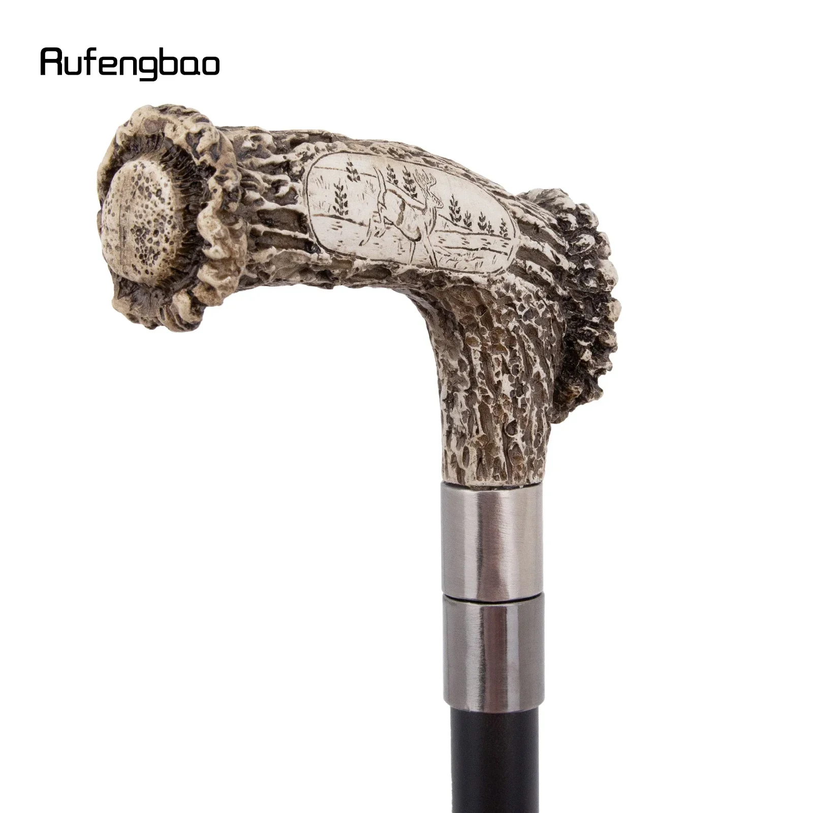 Silber Harz Hirsch Baum Wurzel Kopf Gehstock Mode Dekorative Stahl Stick Gentleman Elegante Cosplay Cane Knopf Crosier 94 cm