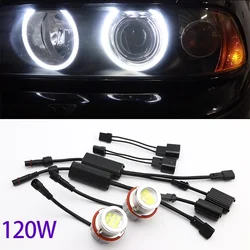 2pcs Bright 6000K 160W LED Angel Eyes Marker Lights Bulbs Lamp For BMW E87 E39 M5 E60 E61 E63 E64 M6 E65 E66 E83 X3 E53 X5 00-08