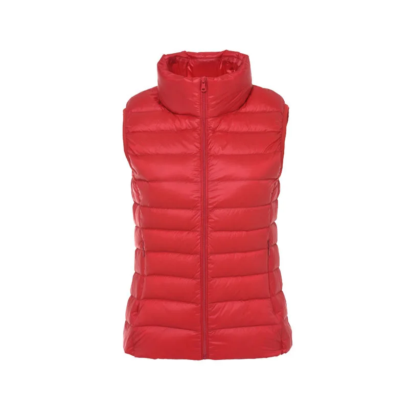 Piumino leggero da donna Piumino corto senza maniche Colletto alla coreana Capispalla invernale portatile Chaqueta De Mujer VT-328