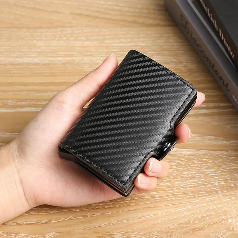 Large Capacity Double Layer ID Credit Card Holder Anti Rfid Blocking Protected Magic Wallet for Men Carbon Fiber Cardholder Case