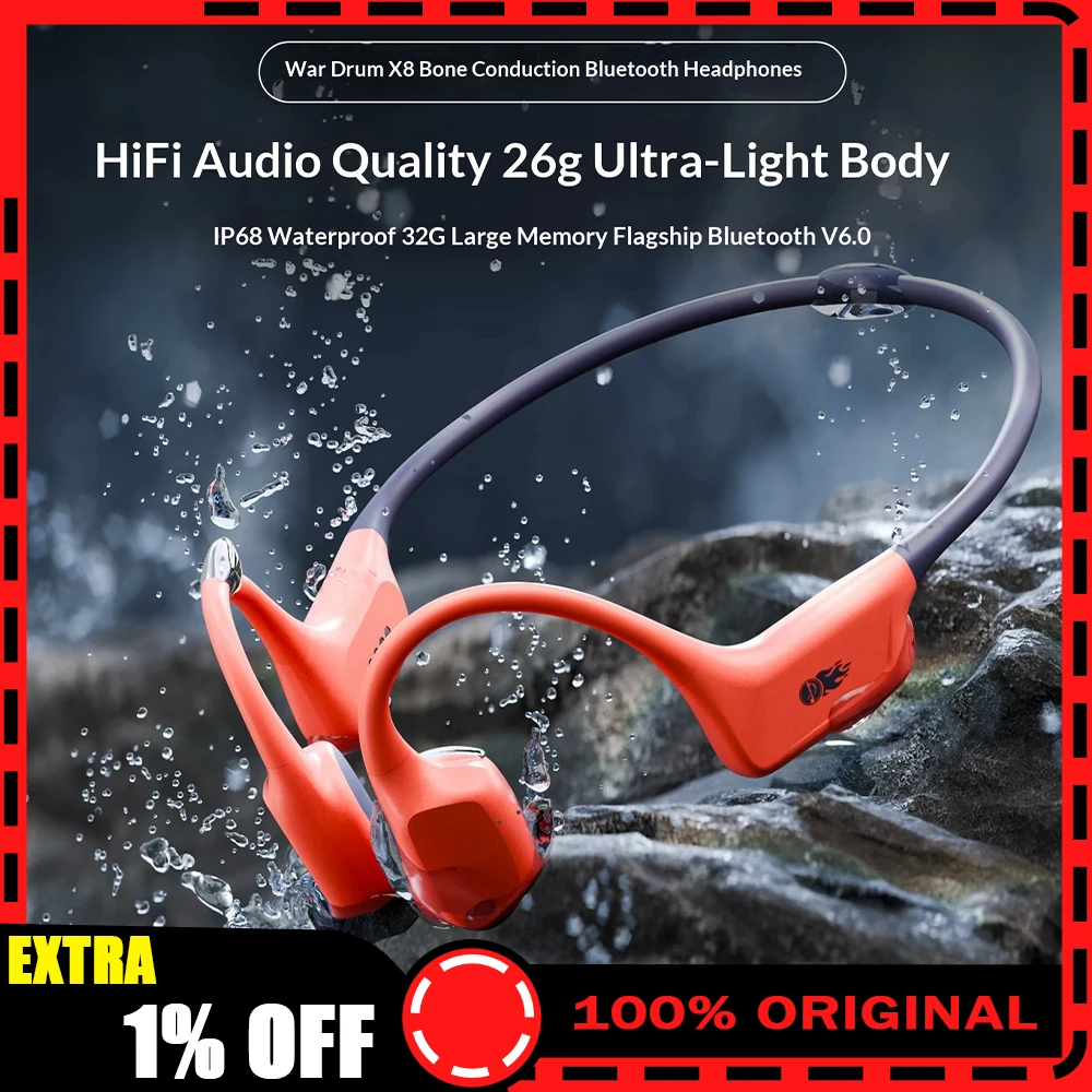ZhuAudio Battle Drum X8 Wireless Headphones Directional Sound Transmission System Esports Headset IP68 Swimming Waterproof Gifts