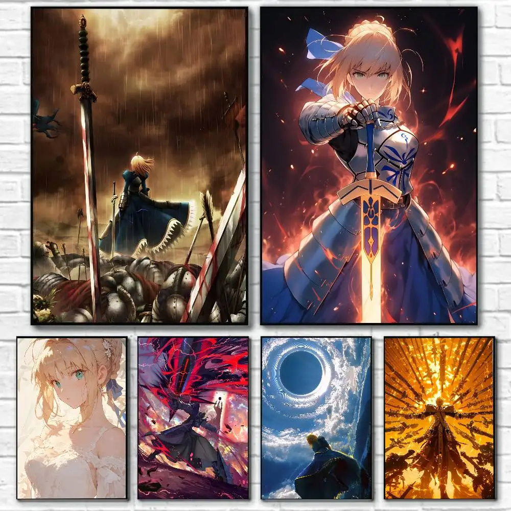 A-Anime مصير البقاء ليلة صابر المشارك قماش اللوحة المشارك مع المطبوعات غرفة نوم المنزل غرفة المعيشة الديكور هدية