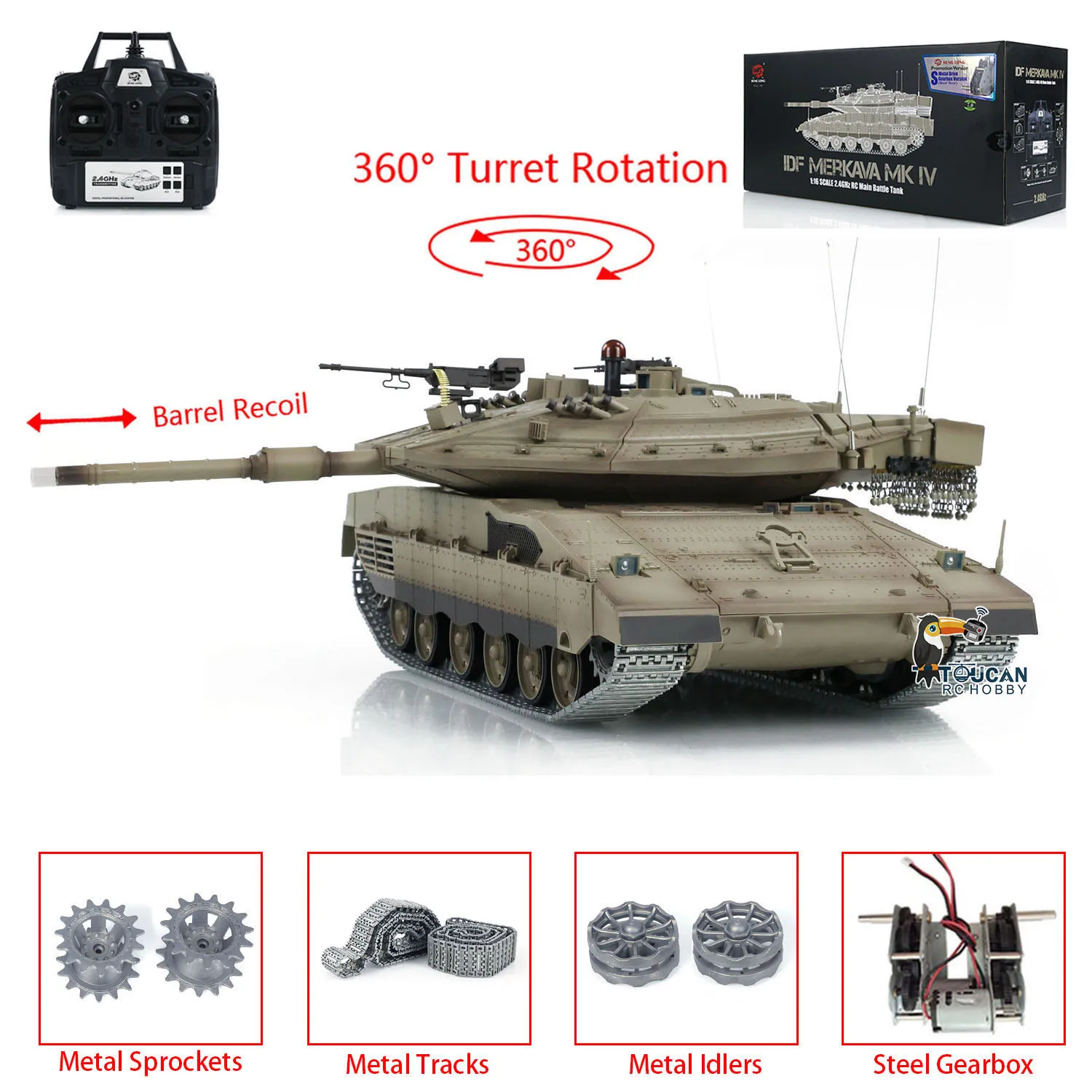 RC Tank 1/16 IDF Merkava MK IV 3958 Heng Long HL 360° Turret Rotary Upgrade Edition TH22647