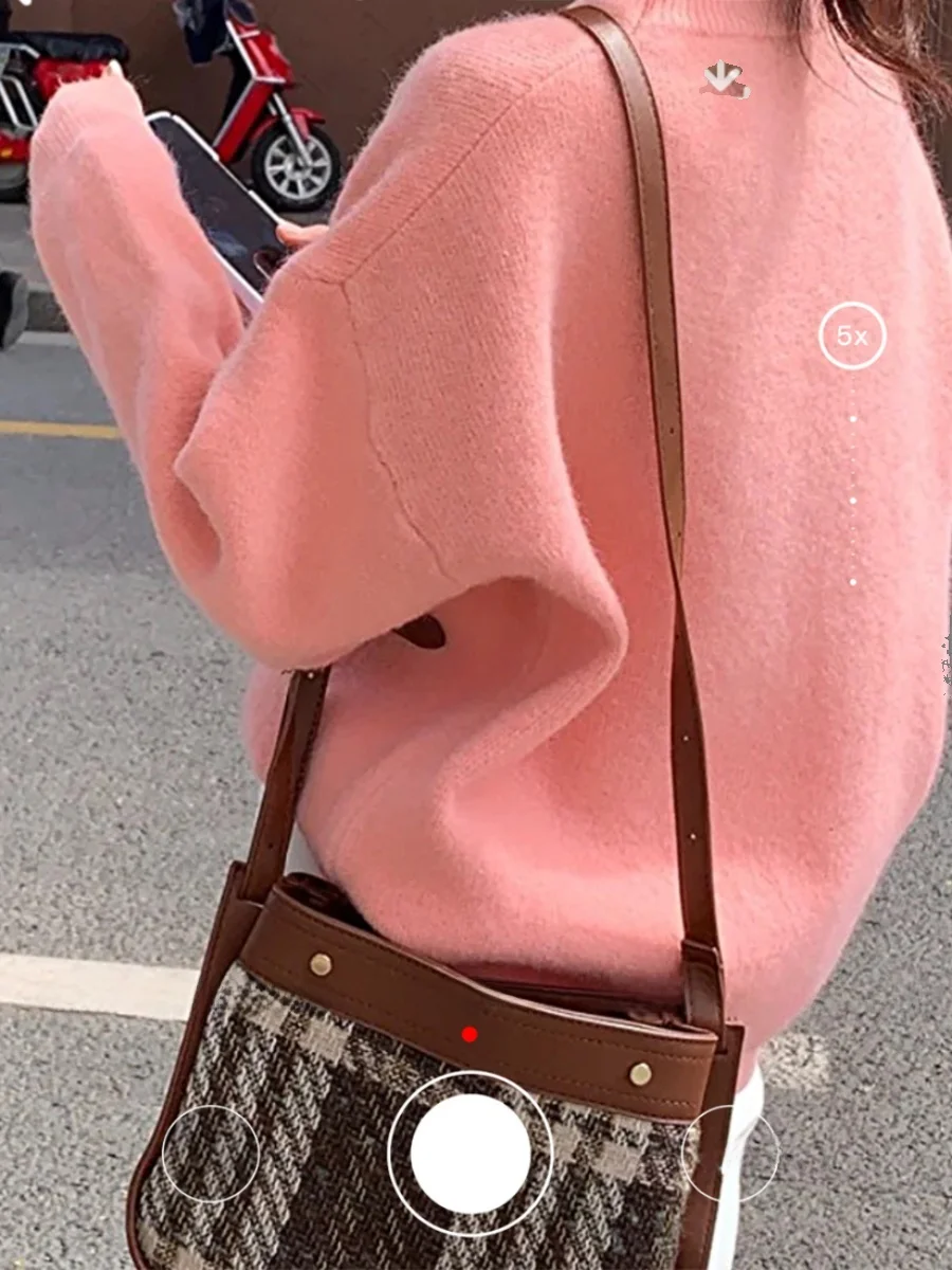 티엔드 라운드 네 니트 스웨터 부드러운 플러이 코튼 캔디 컬러 레트로 순색 후디 여성 패션 가을 겨울