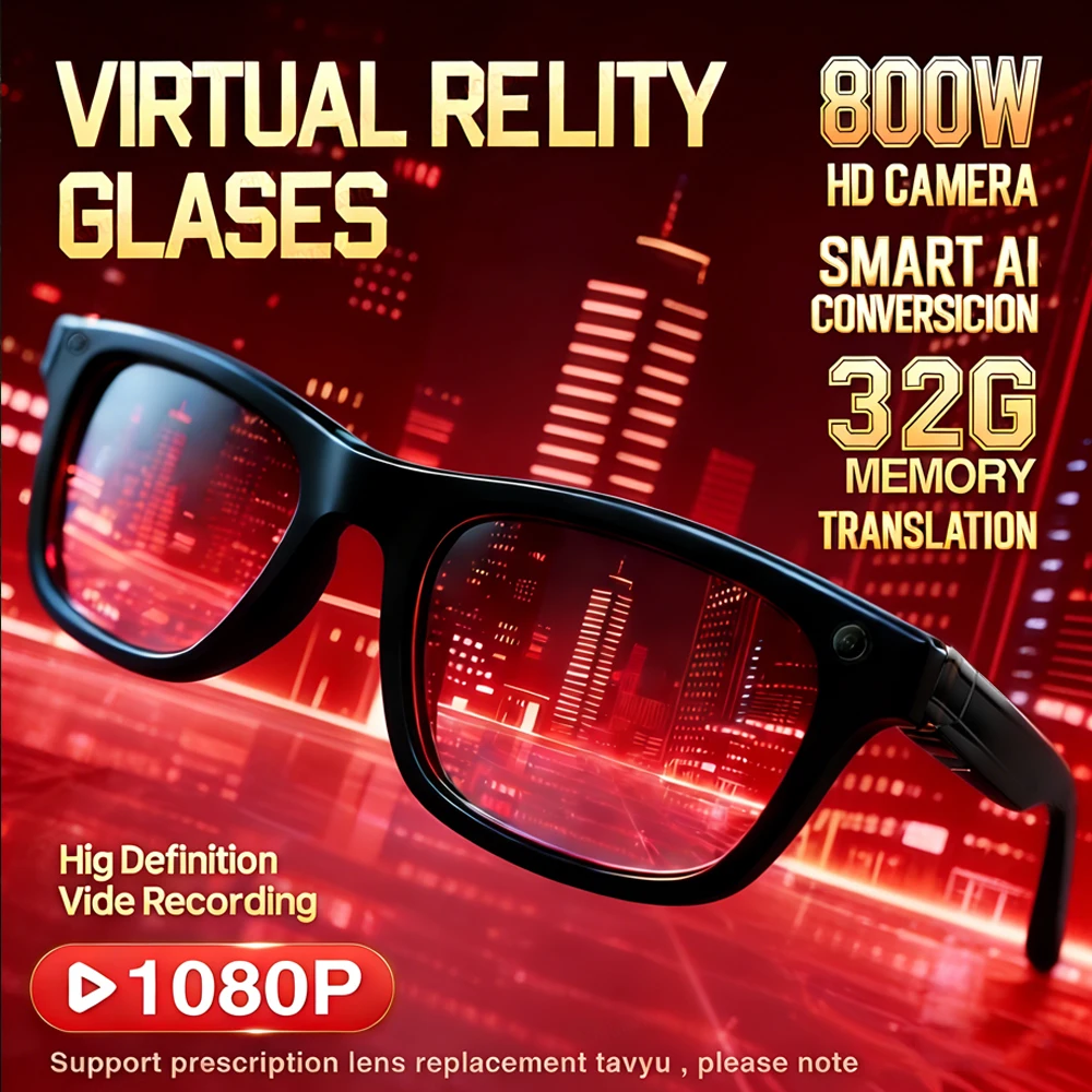 

New 800W Pixel Camera AI Smart Glasses Men Video Recording AI Photo Recognition Bluetooth Call Voice Translation Sunglasses Man