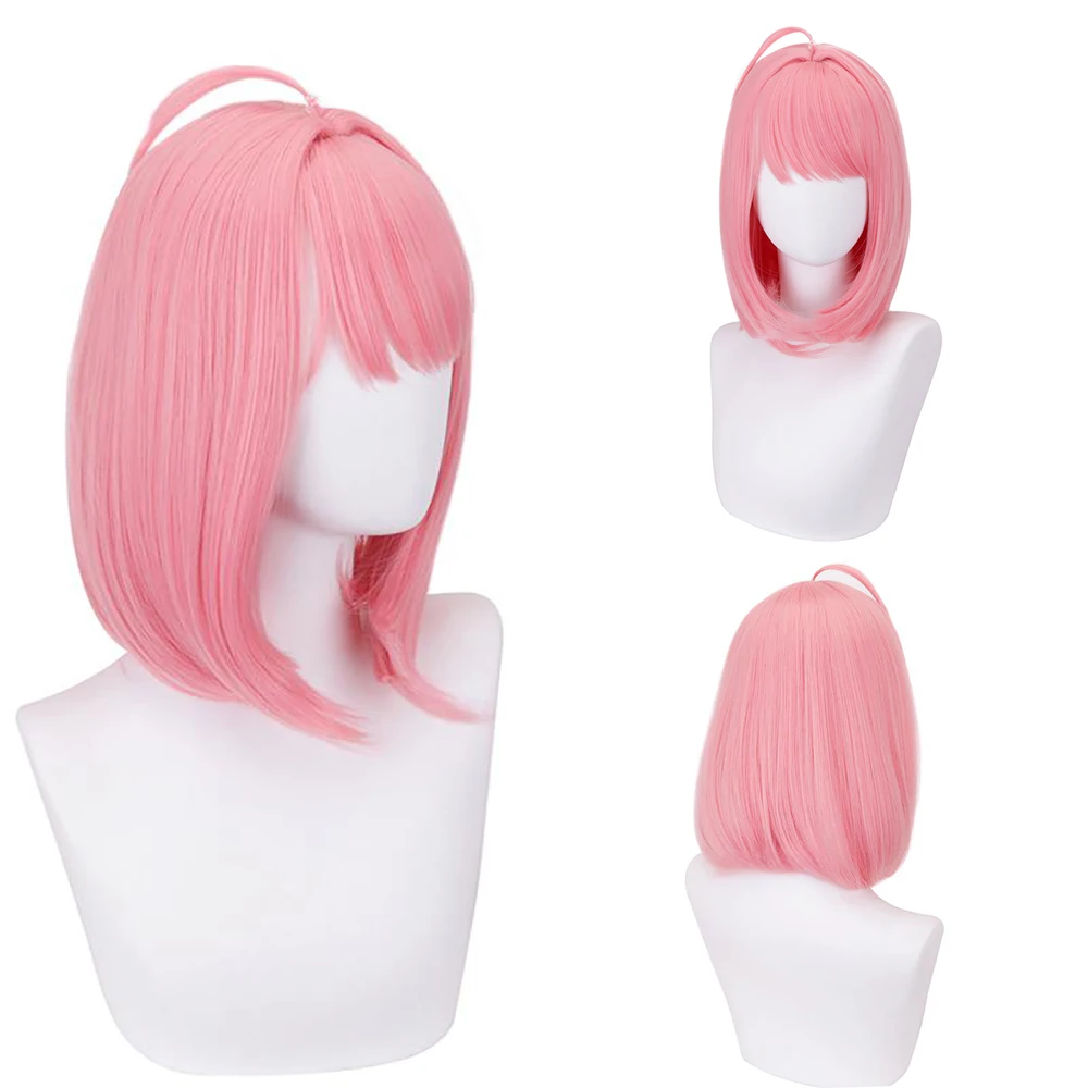 

High-Quality Anime Spy×Family Anya Forger Cosplay Synthetic Hair, Short Bob, 14-Inch Pink Halloween Carnival Daily Party Wig