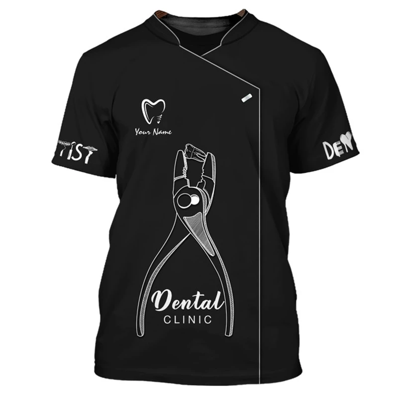 ユニセックス半袖コスプレTシャツ,看護師,医師,3D,歯科用ツール,グラフィック,ラウンドネック,面白い,子供,カジュアルトップ,ユニフォーム,男性と女性