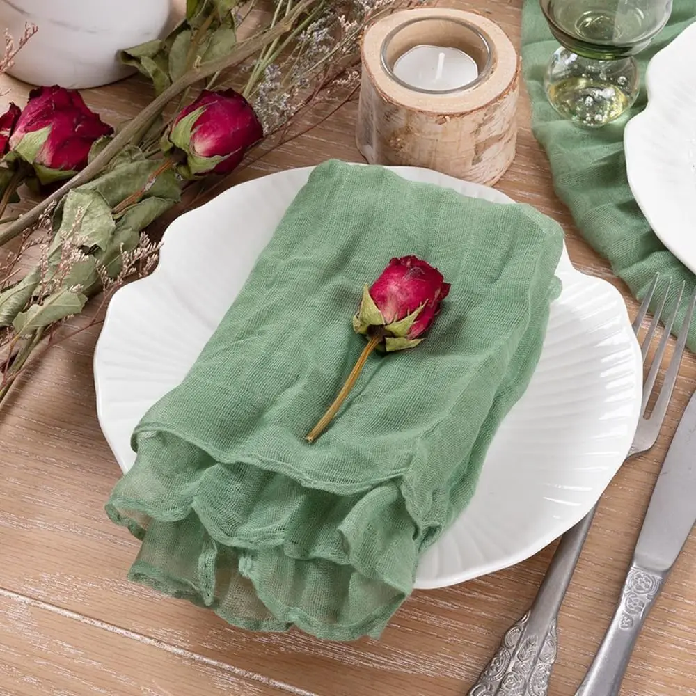 Reusable Gauze Napkin Party Supply Table Decoration Soft Cotton Napkin Retro Thin Placemats Wedding