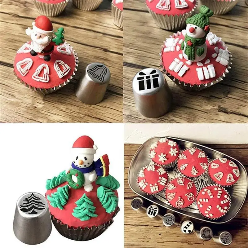 5/6/22PCS Cream Nozzle Cake Decorating Tools Pastry Bakery Accessories Cupcake Icing Piping Nozzle Tips Bakeware Christmas